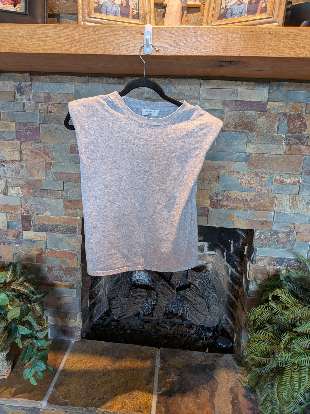 Babaton Light Grey Padded-Shoulder Tank Top